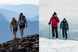 image of two people skiing and hiking
