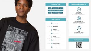 Screenshot of the information that comes up when you scan the QR code: traceability, certifications, environmental score...