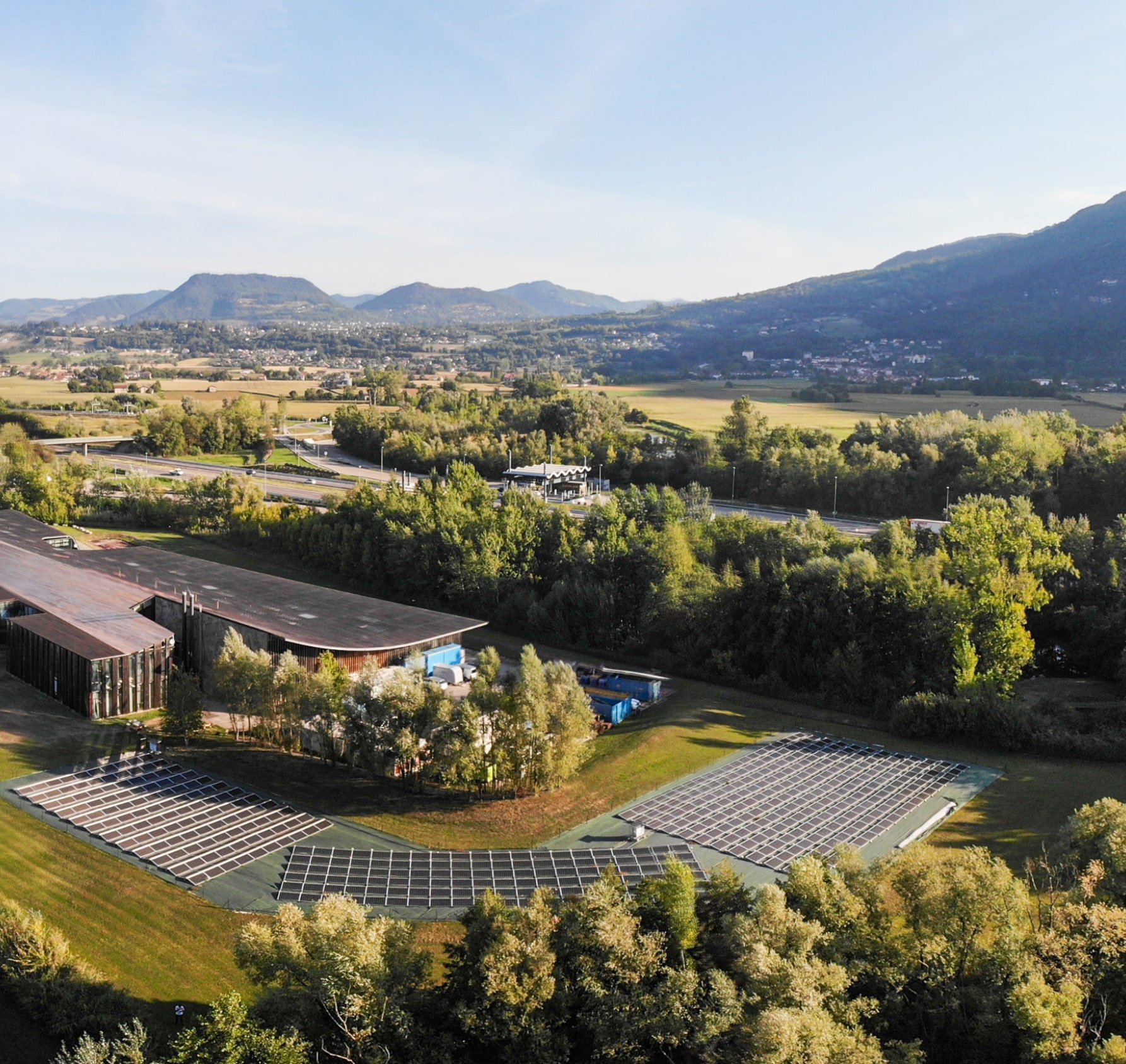 Aerial view of the Rossignol group's solar panels
