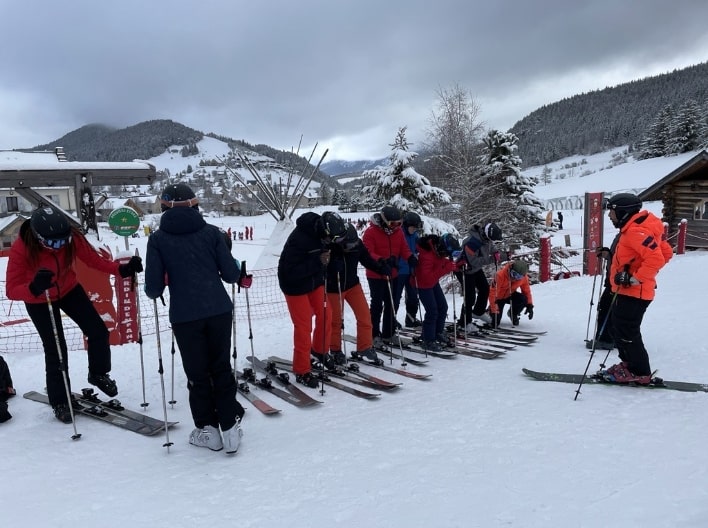 Group of skiers on the snow