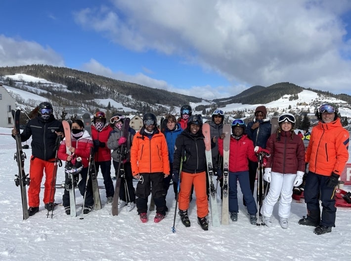 Group of skiers on the snow