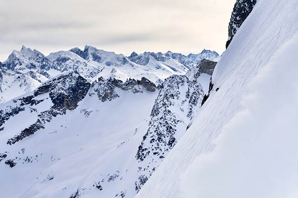 Snowy mountain landscape