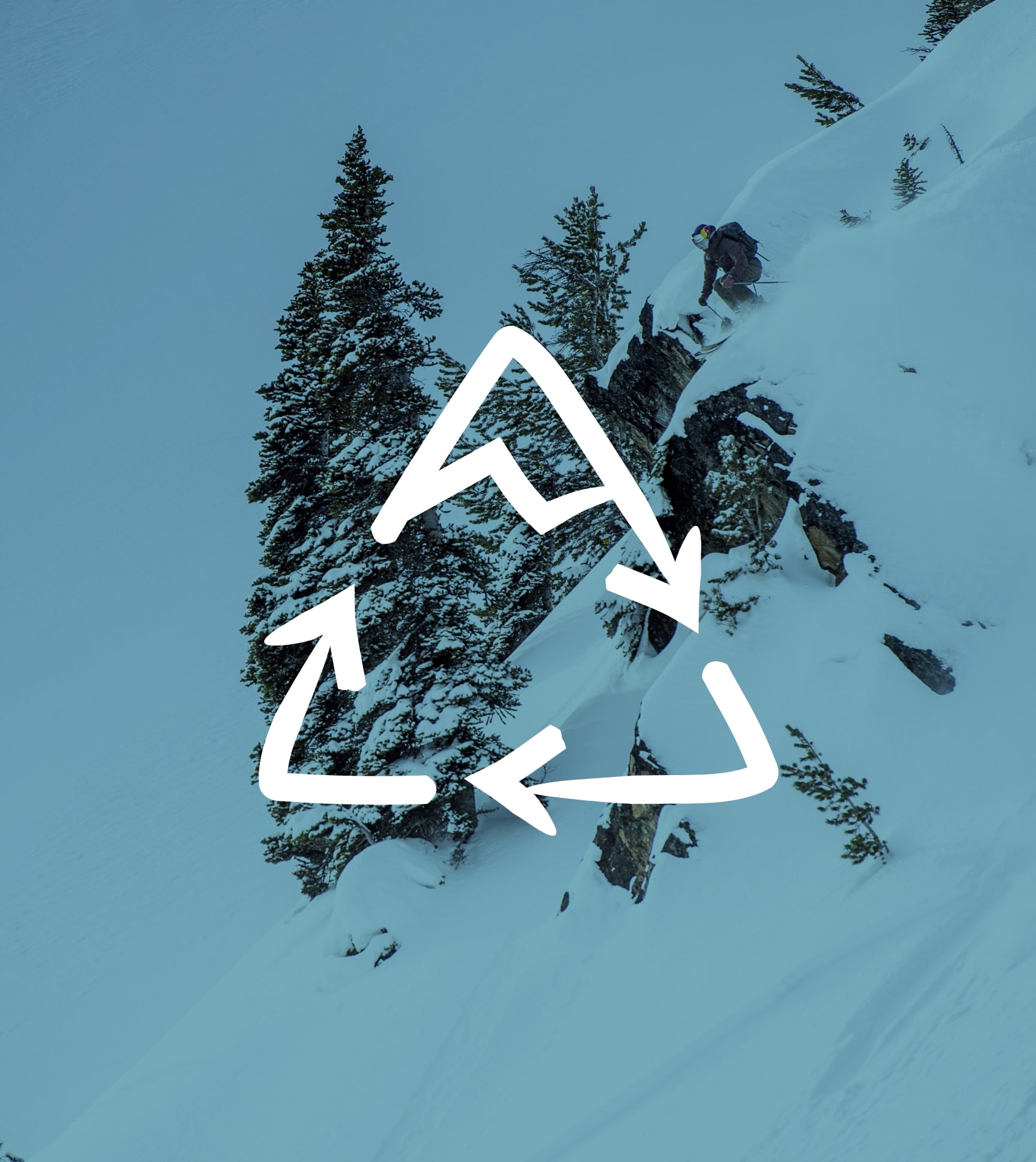 Logo recyclage sur un paysage de montagne