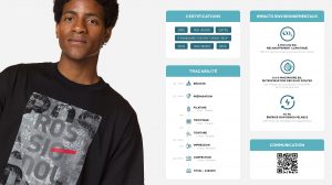 Screenshot des informations que l'on peut trouver en scannant le QR code : traçabilité, certifications, impacts environnementaux…